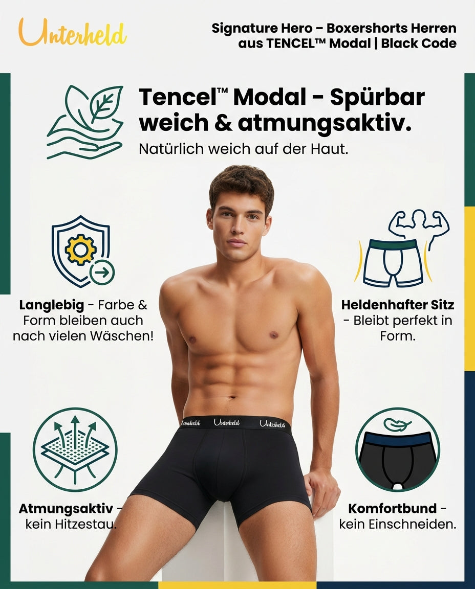 Signature Hero – Boxershorts Herren aus TENCEL™ Modal | Black Code